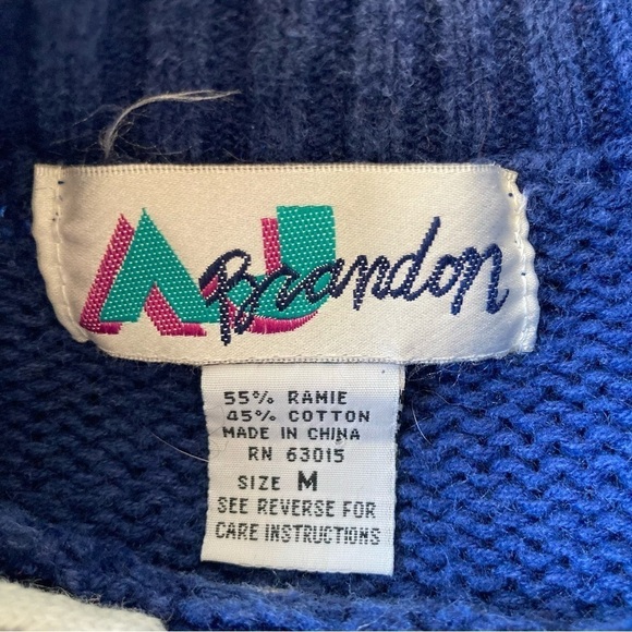 AJ Brandon | Vintage Stiched Colorblock Geometric 90s Knit Sweater - Picture 5 of 6